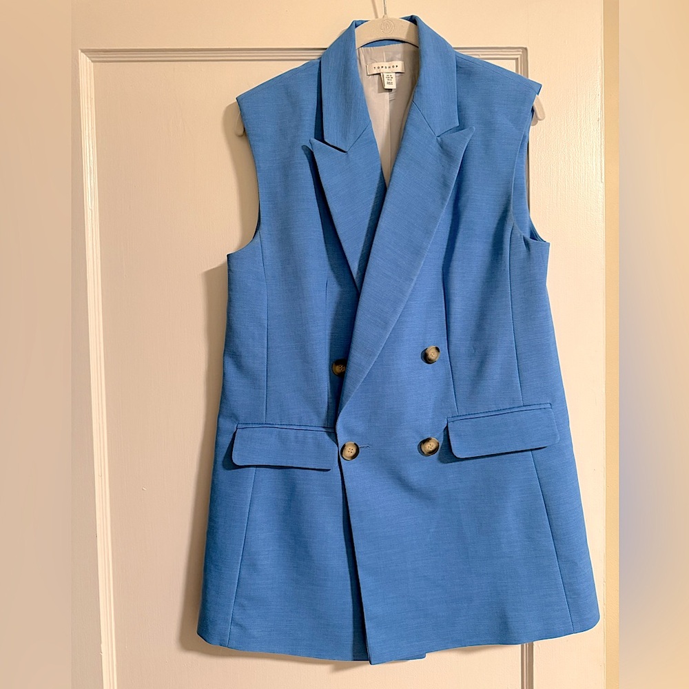 Topshop Blue Double-Breasted Vest (or dress)